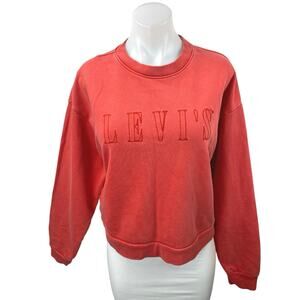 Levi's Women's Red Embroidered Logo Long Sleeve Crewneck Sweatshirt Top Size XS